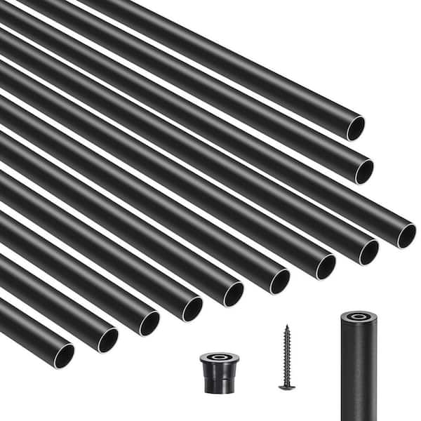 101-Pack 32 in. Aluminum Stair Balusters, 3/4" Waterproof Round Metal Spindle Railing, Hollow Deck Railing, Black