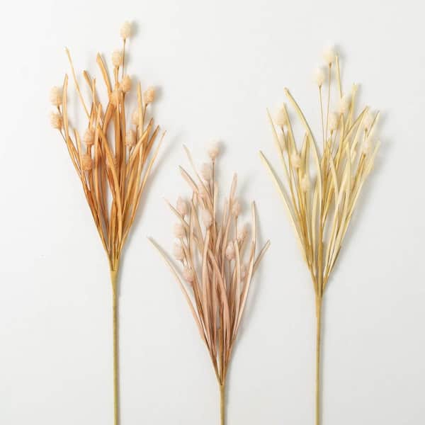 SULLIVANS 28" Artificial Fall Wild Pod Grass Bush Set of 3, Multicolor