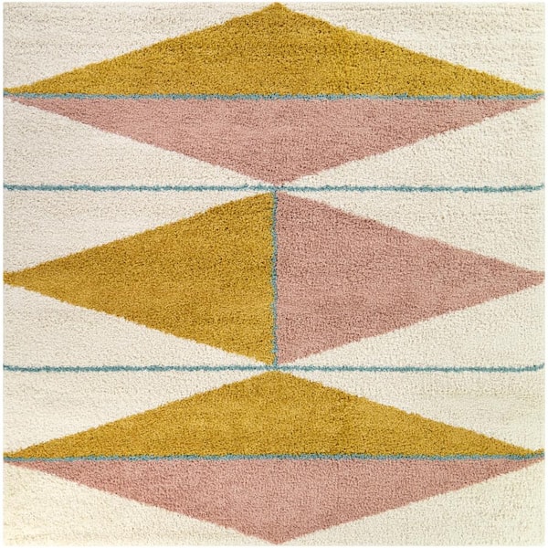 Levine Orange 7 ft. x 7 ft. Geometric Square Area Rug