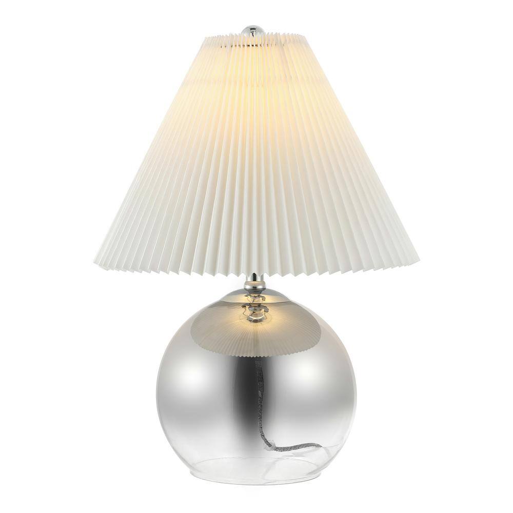 Louisa 22.5" Smoke Gradient Glass and Chrome Table Lamp with Pleated Shade