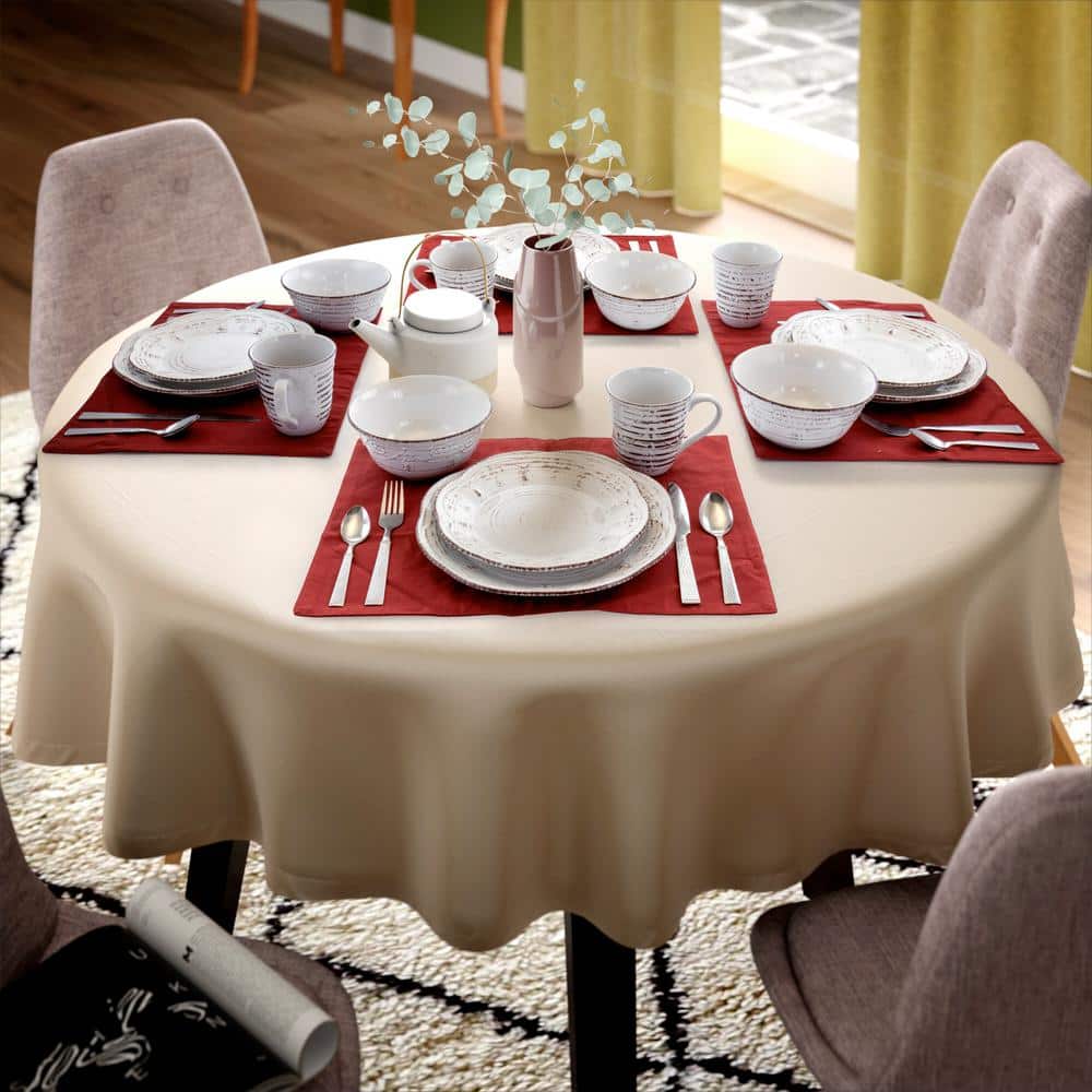 Rustic Birch White Ceramic 16-Piece Dinnerware Set