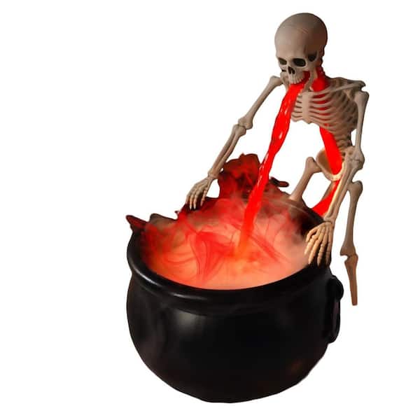 Ultrasonic Mist Maker Fogger with Black Witch Cauldron Halloween Skeleton Splash Guard, Easy to Operated and Safe to Use