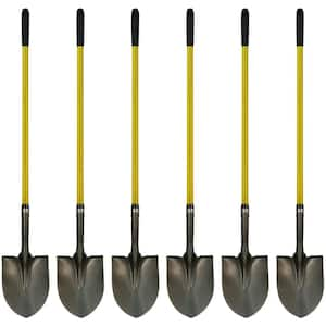 36.5 in. Classic Fiberglass Handle with Round Point Heavy-Duty Steel Shovel and Cushion Grip (6-Pack)