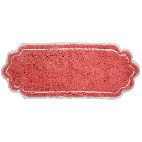 Allure Collection 100% Cotton Tufted Non-Slip Bath Rug, 21 in. x54 in. Runner, Coral