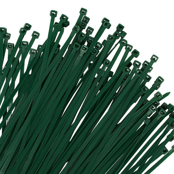 UV Resistant Nylon Cable Zip Tie 8 in. Green Self-Locking Fastener Design with 40 lbs. Tensile Strength (200-Pack)