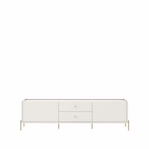 Jasper 86.69 in. Off White Matte TV Stand With 2-Drawers Fits TV's up to 75 in. With Steel Gold Legs