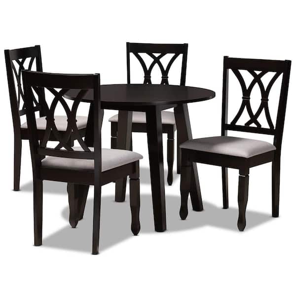 Baxton Studio Millie 5-Piece Grey and Dark Brown Dining Set