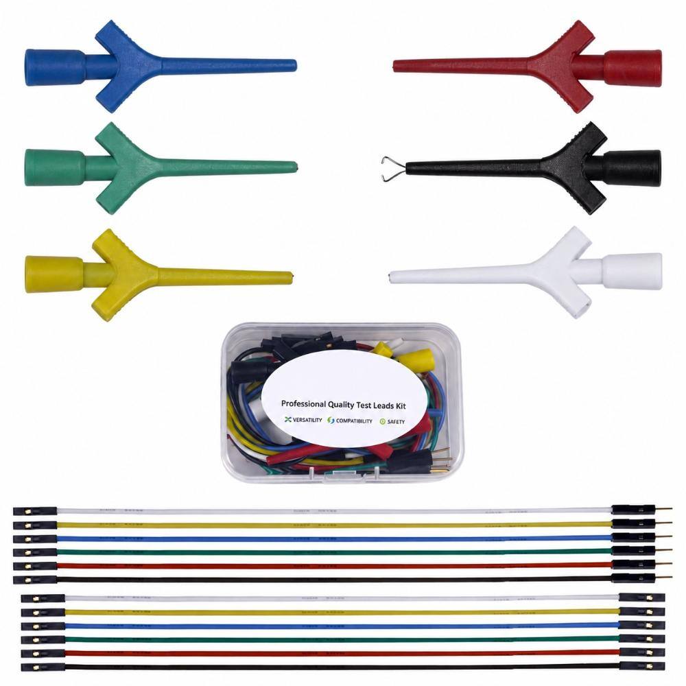 Mini Grabber Test Hook Clip Set, Silicone Jumper Wires for Electronics Testing, 60 V 3 A, 18-Piece