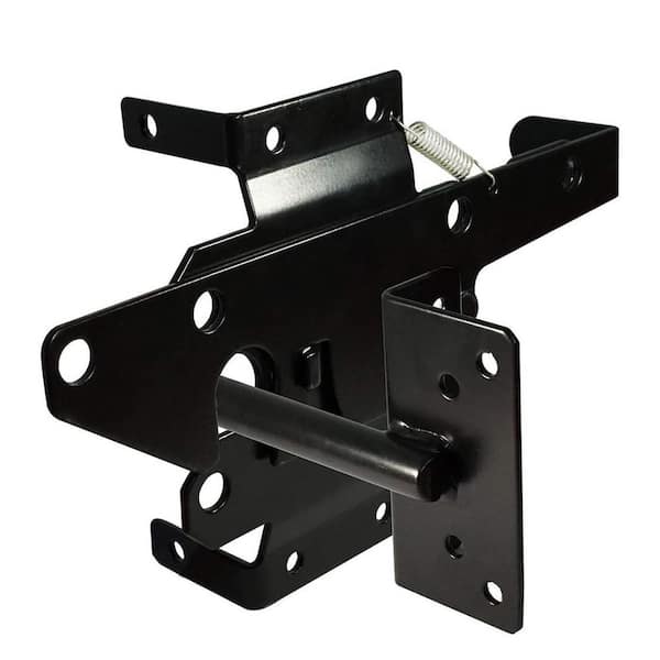 Unbranded Self-Locking Gate Latch Heavy Duty Automatic Gravity Lever for Wood/PVC Fence with Fasteners Black Steel