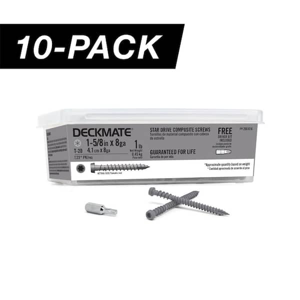 10-Pack #8 x 1-5/8 in. Gray Star-Drive Bugle-Head Composite Deck Screws (10 lb. / 371-Piece)