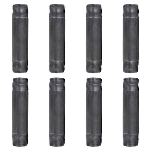 PIPE DECOR 3/4 in. x 4-1/2 in. Black Industrial Steel Grey Plumbing Nipple (8-Pack)