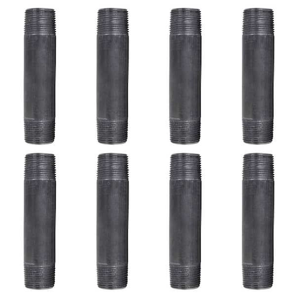 PIPE DECOR 3/4 in. x 4-1/2 in. Black Industrial Steel Grey Plumbing Nipple (8-Pack)