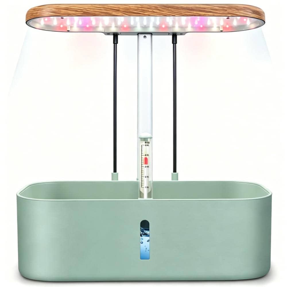12-pod indoor aeroponic hydroponic planter with LED light for