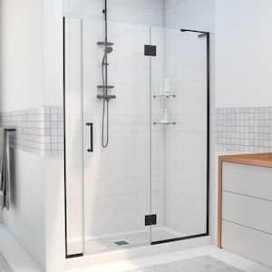 Unidoor-X 53.5 to 54 in. x 72 in. Frameless Hinged Shower Door in Matte Black