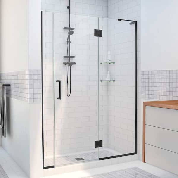 DreamLine Unidoor-X 53 to 53.5 in. x 72 in. Frameless Hinged Shower Door in Matte Black