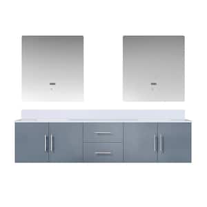Geneva 80 in. W x 22 in. D Dark Grey Double Bath Vanity, Cultured Marble Top, and 30 in. LED Mirrors