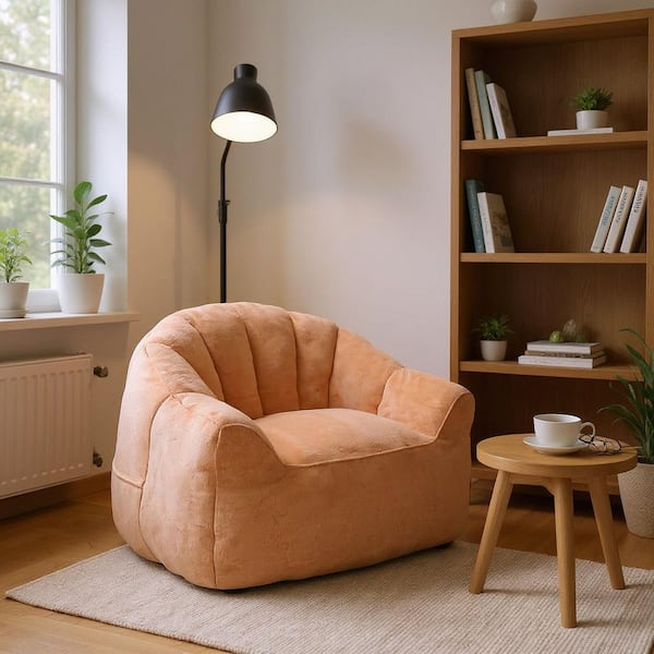 APZKY Cantaloupe Cream Modern Oversized Slipcovered Accent Chair with Durable Frame