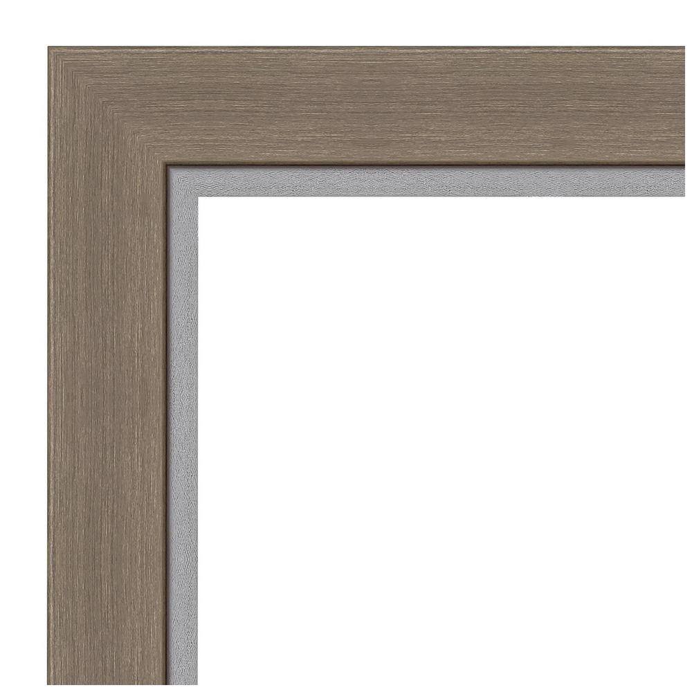 Eva Brown Narrow Rectangular Beveled Wall Mirror with Silver Edge
