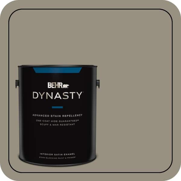 BEHR DYNASTY 1 gal. #N320-5 Gray Squirrel One-Coat Hide Satin Enamel Interior Stain-Blocking Paint & Primer