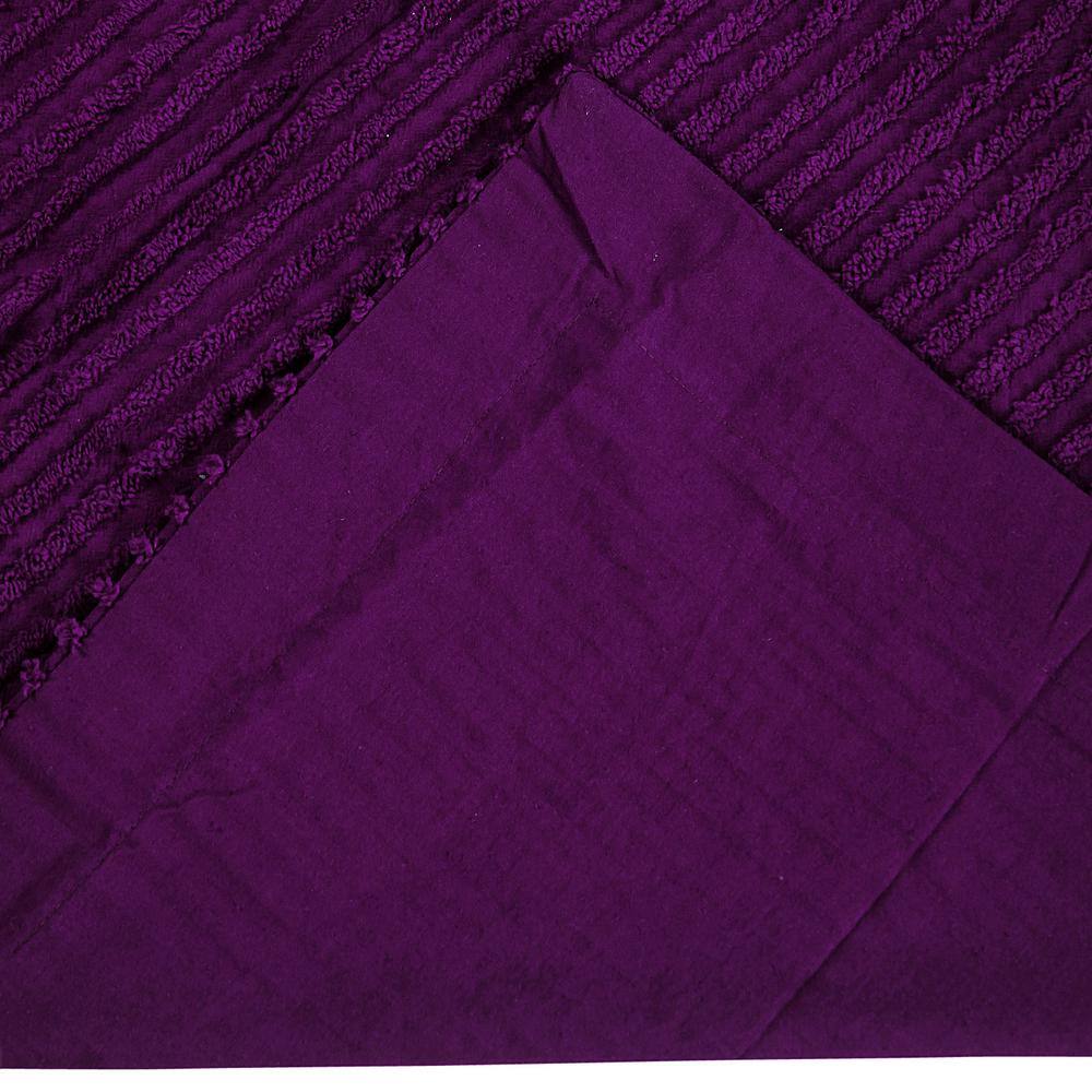 Plum Cotton Embroidered Standard Sham with Chenille Tufting