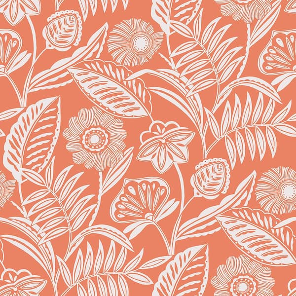 A-Street Prints Alma Coral Tropical Floral Paper Strippable Roll (Covers 60.8 sq. ft.)
