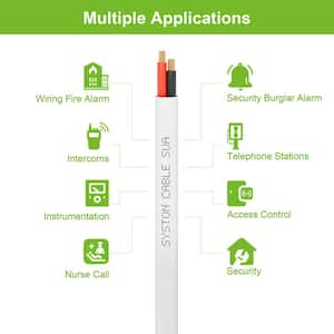 100 ft. 18/2 White CMP/FPLP/CL3P-Plenum Rated Stranded-Unshielded Bare Copper Security/Alarm/Control/Sound Wire