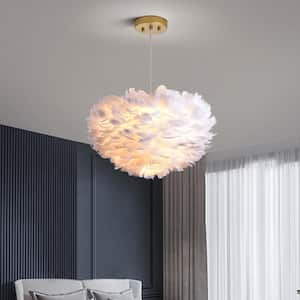 Columbus 3 -Light Unique/Statement Globe Chandelier with Feather Accents