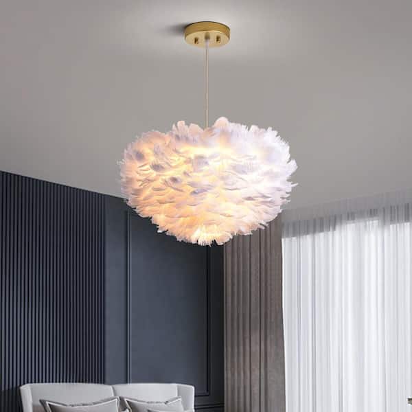 Columbus 3 -Light Unique/Statement Globe Chandelier with Feather Accents