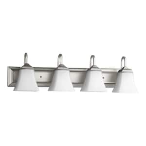 Transitional 30 in. W 4-Light Satin Nickel Vanity Lights with Satin Opal Glass