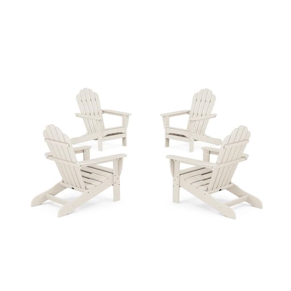 Trex Outdoor Furniture Monterey Bay 4-Piece Plastic Patio Conversation Set Adirondack Chair in Sand Castle