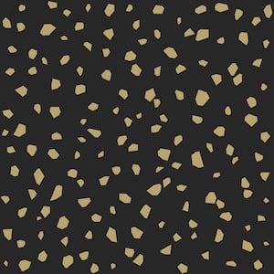 Confetti Black Terrazzo Paper Non-Pasted Non-Woven Metallic Wallpaper