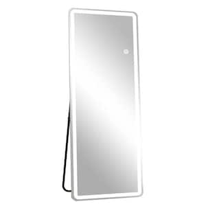 White 19.7 in. W x 63 in. H LED Rectangular Rounded Full-length Mirror Floor Mirror