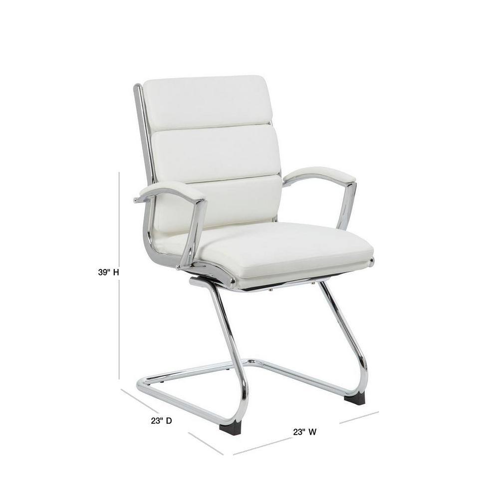 Chic White CaressoftPlus Executive Guest Chair with Chrome Finish