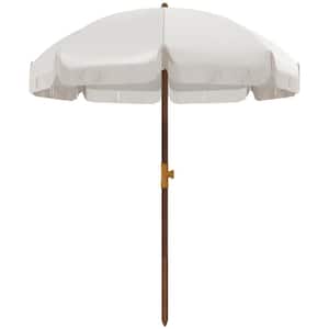 6.2 ft. Portable Steel Beach Umbrella in Cream White UV 40 plus Ruffled Outdoor Umbrella with Vented Canopy, Carry Bag