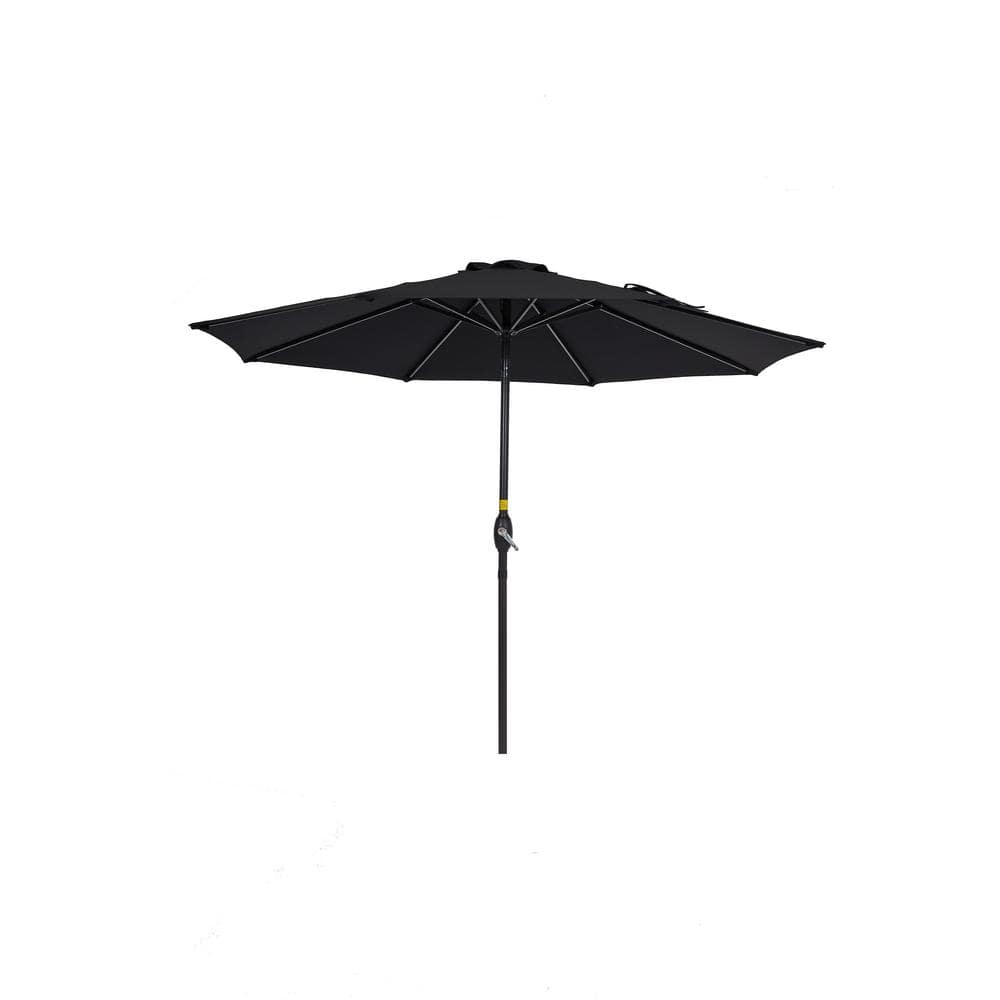 9 ft. Solution-Dyed Fabric Aluminum Market Patio Umbrella in Black