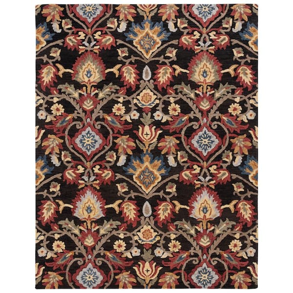 SAFAVIEH Blossom Charcoal/Multi 10 ft. x 14 ft. Geometric Floral Area Rug