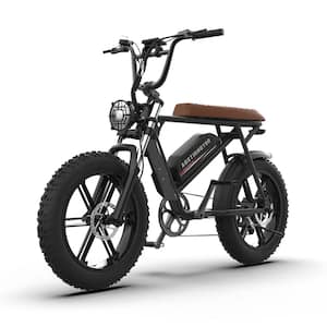 20 in. Fat Tire Black Aluminum Electric Bicycle with LCD Display