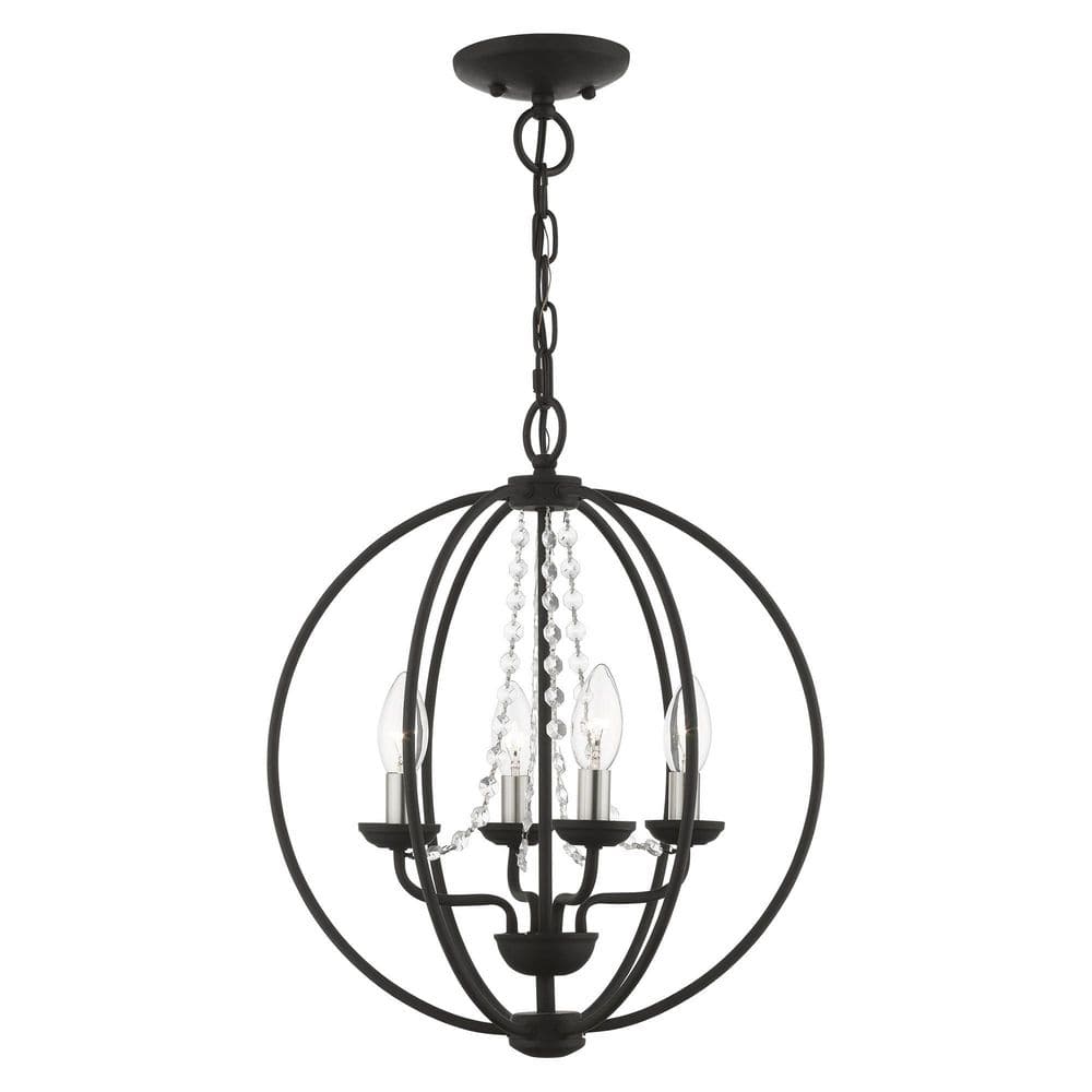 Livex Lighting Arabella 4-Light Black Convertible Chandelier with ...