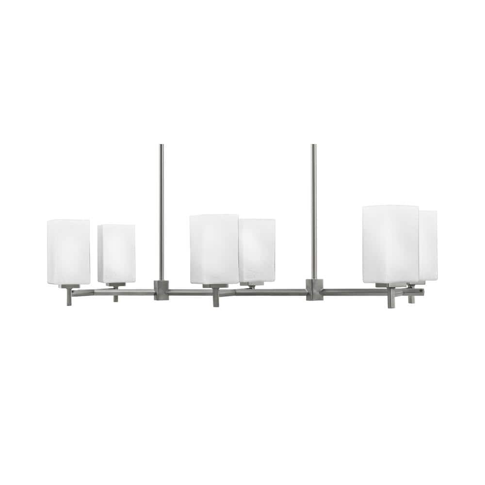 Bridgewater 6 Light Graphite Linear Chandelier, Any Room with 3.5 in. Squar