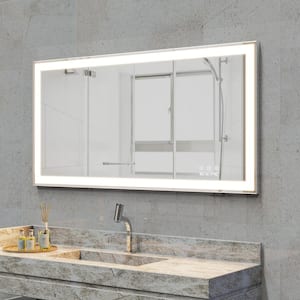 48 in. W x 24 in. H Rectangular Framed LED Light Wall Mounted Bathroom Vanity Mirror with Anti-Fog, Dimmable Bright