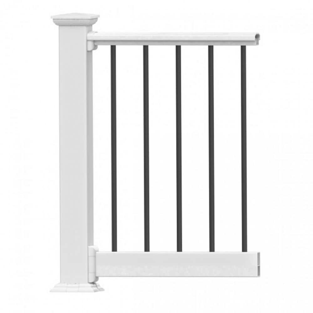 RDI Original Rail Vinyl 6 ft. x 36 in. White Level Rail Kit Including 3/4 in. Black Round Balusters