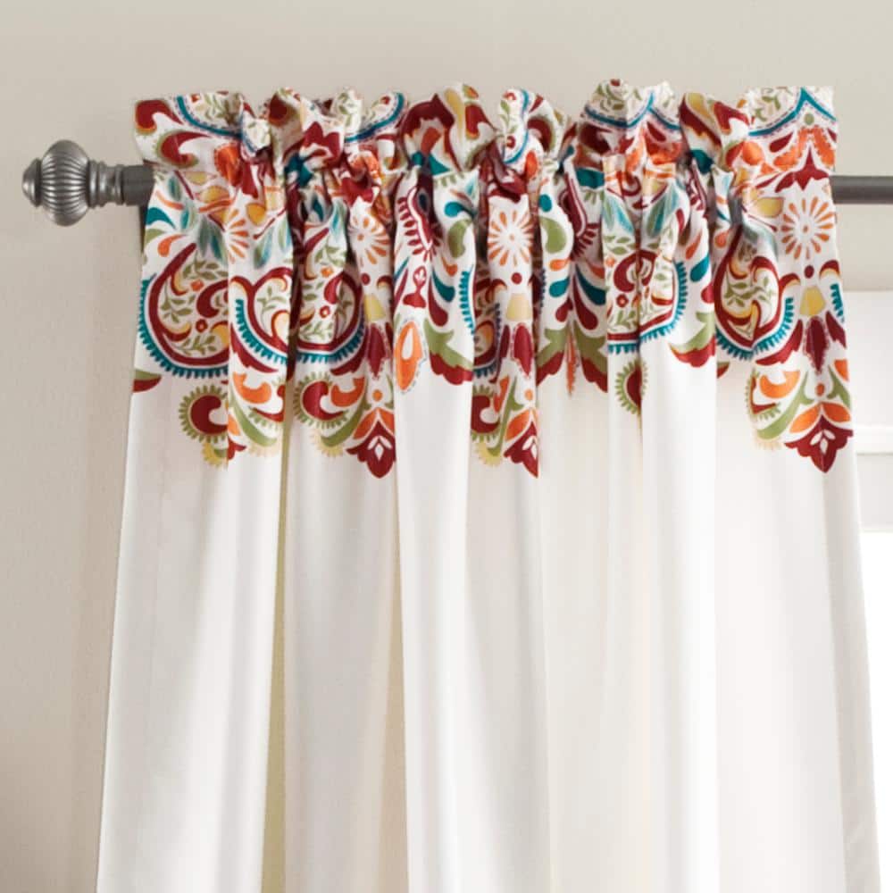 Clara Turquoise and Tangerine Bohemian Polyester Blackout Drapes