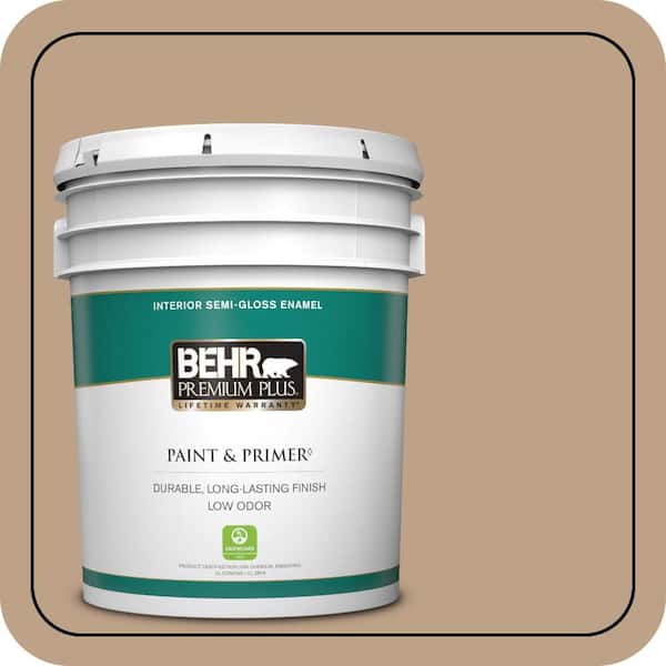 BEHR PREMIUM PLUS 5 gal. #PPU4-05 Basketry Semi-Gloss Enamel Low Odor Interior Paint & Primer