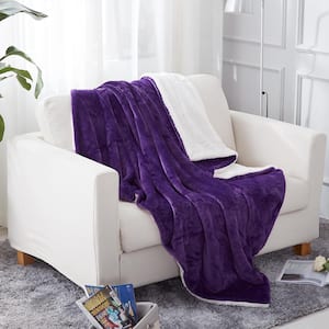 Purple Polyester Sherpa Throw Blanket