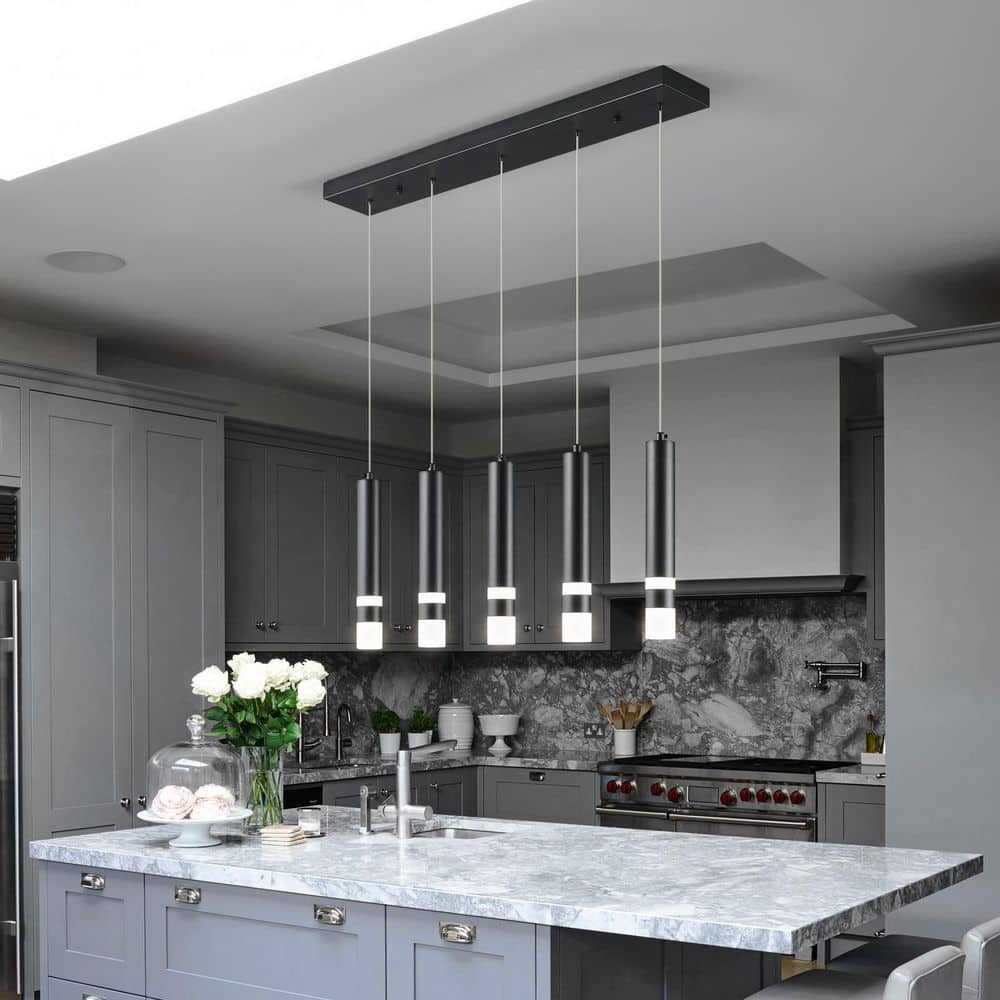 Home Lighting 1.57 in. 5-Light Black Modern Dimmable Integrated LED Pendant Light For Kitchen Island（JP-082-5C） price history on PriceWatchPro