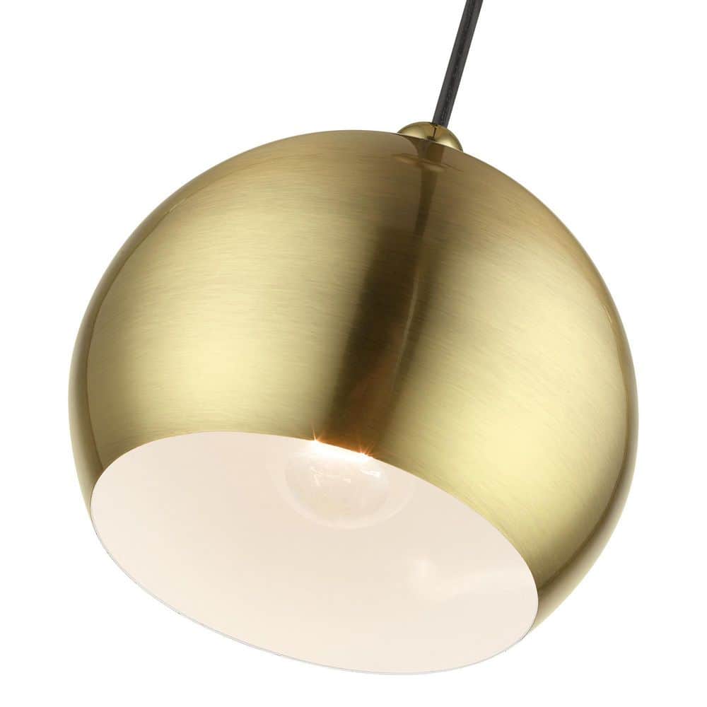 Stockton Mini Globe Pendant in Antique Brass with Polished Accents