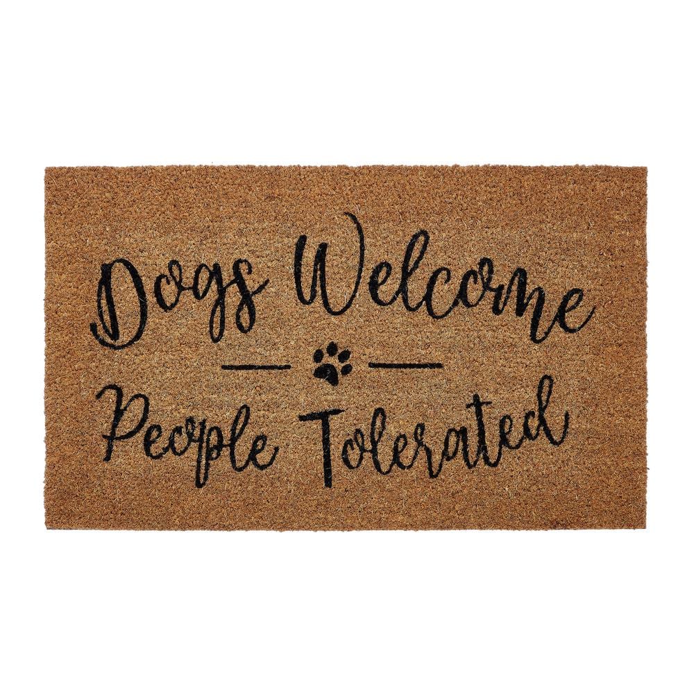 VCNY Home Dogs Welcome Beige 30 in. x 18 in. Coir Outdoor Door Mat DWL ...