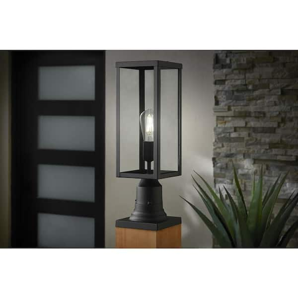 Hukoro 16.5-in Matte Black Modern/Contemporary Outdoor Light Post Lantern