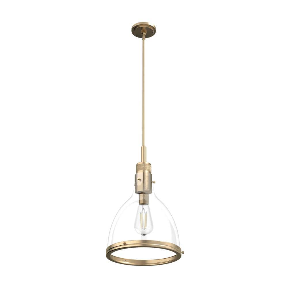 Alturas Gold 13" Bell Pendant with Clear Glass Shade