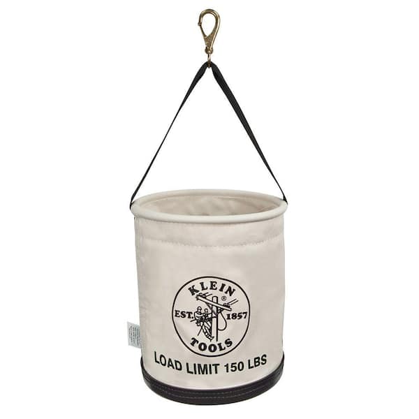 Klein Tools Canvas Bucket, All-Purpose with Swivel Snap and Drain Holes, 12-Inch